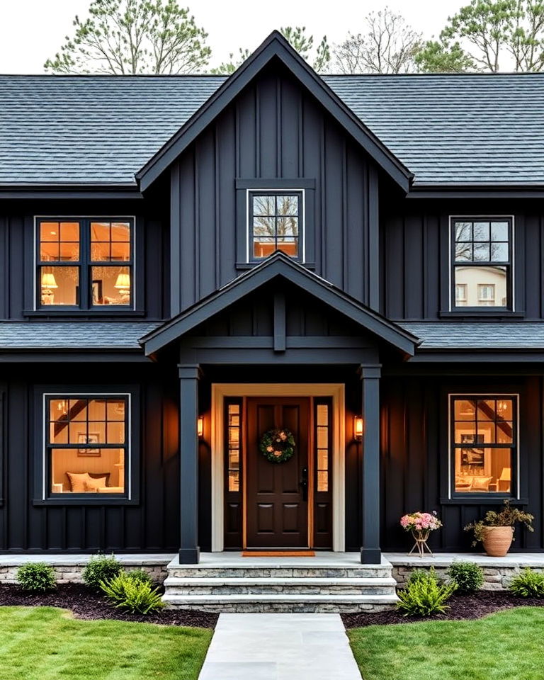 black board and batten siding exterior house