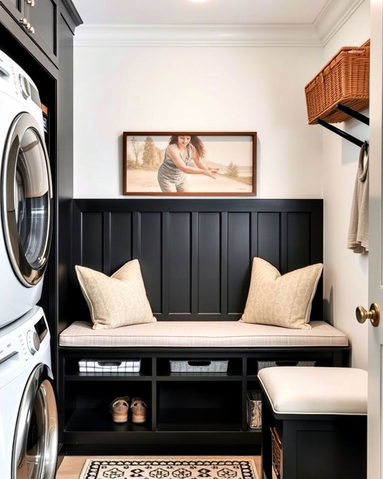black built in bench