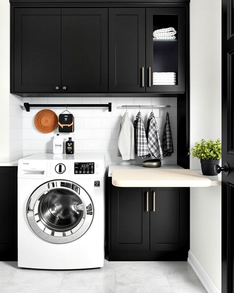 black built in ironing station