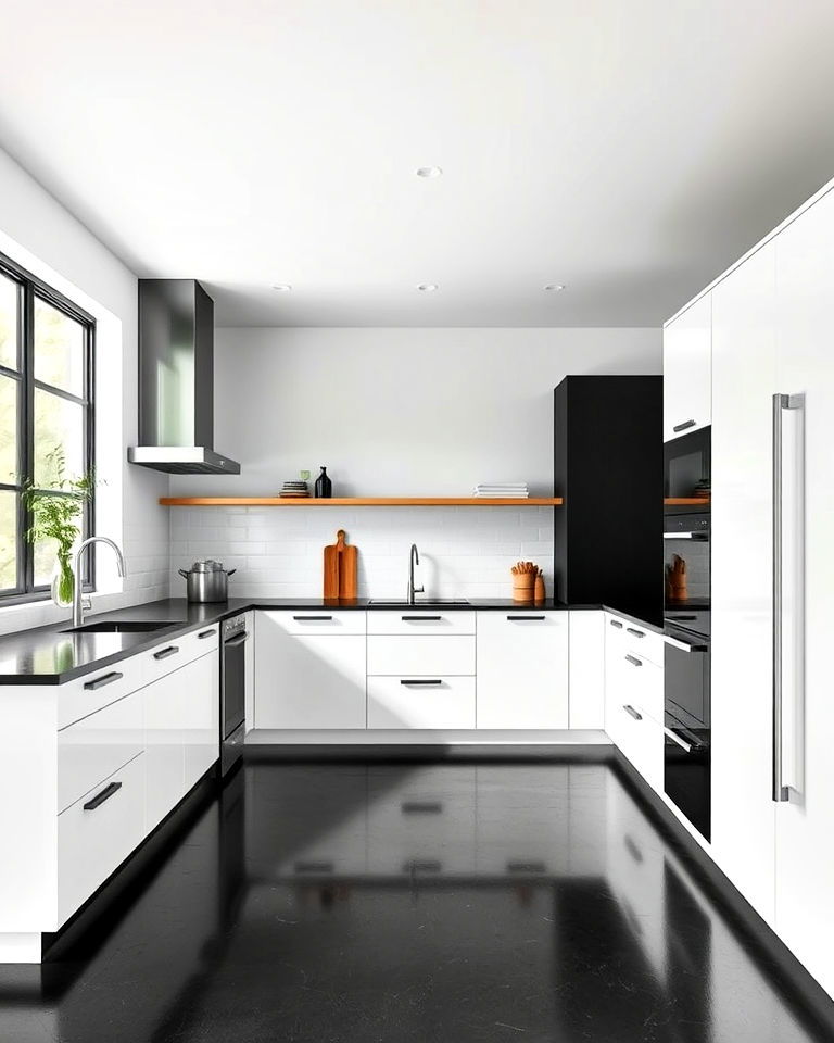 black concrete flooring for modern kitchens