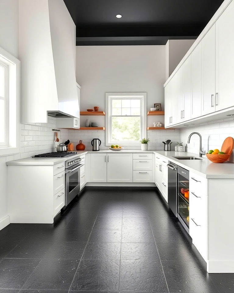 black cork kitchen flooring to add warmth underfoot