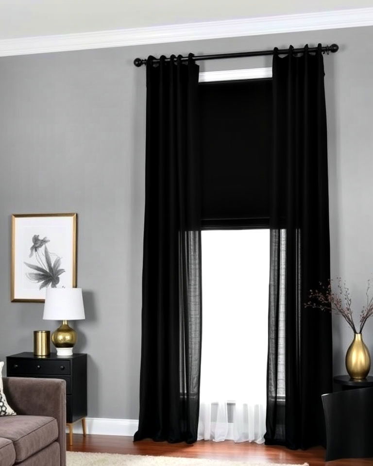 black curtains