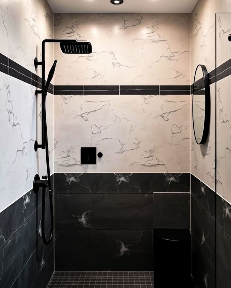 black fixtures for a bold statement shower