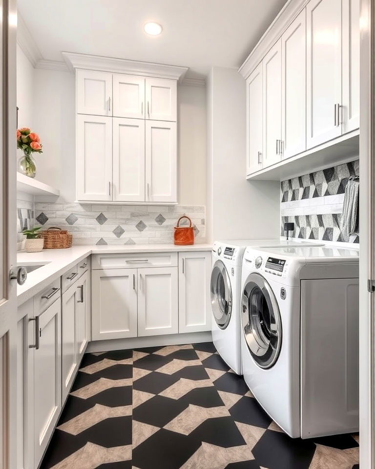 black geometric tile