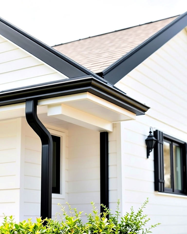 black gutters and downspouts