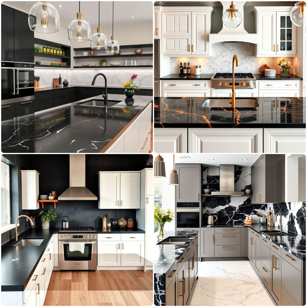 20 Black Kitchen Countertop Ideas To Get Inspired