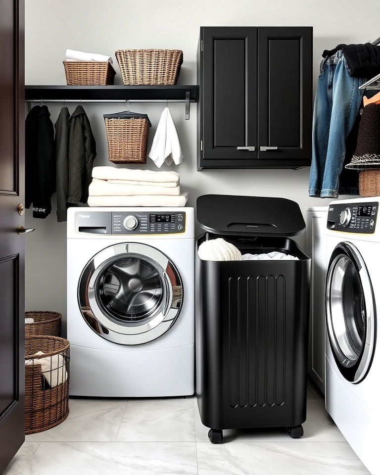 black laundry hamper