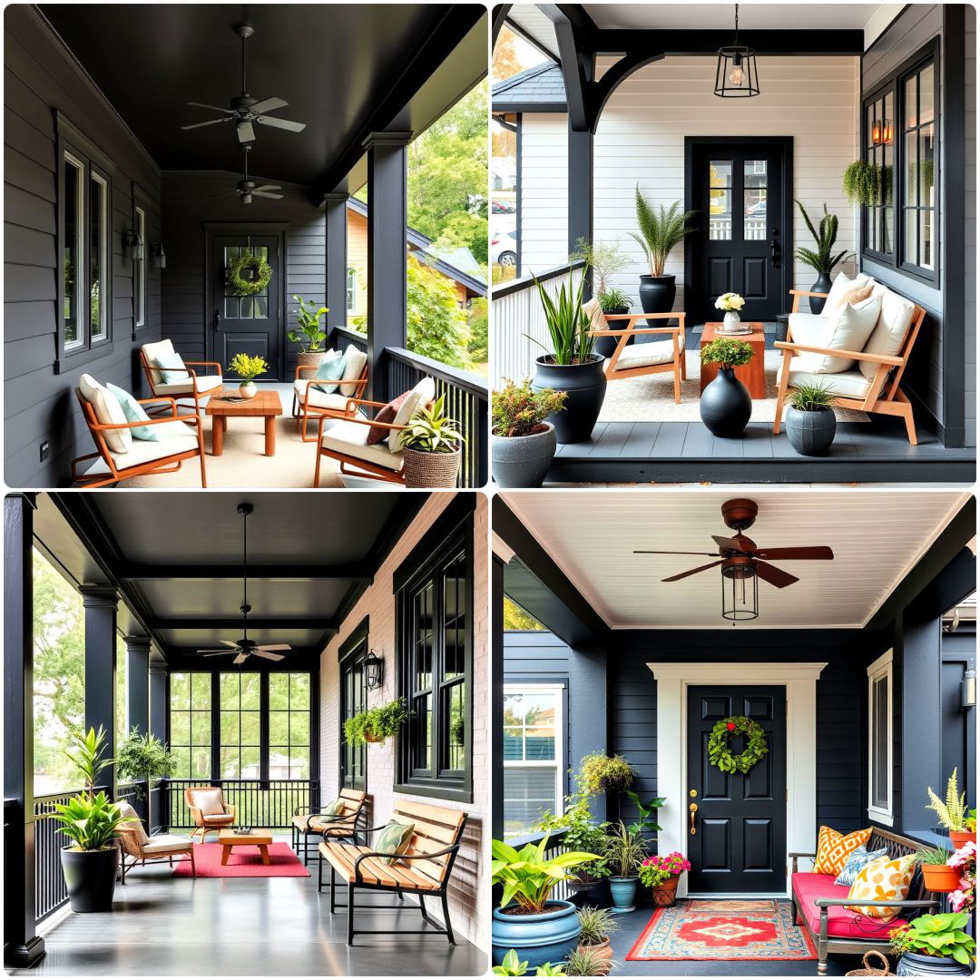 20 Black Porch Ideas for Modern Front Entrance Elegance