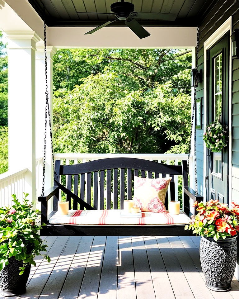 black porch swing