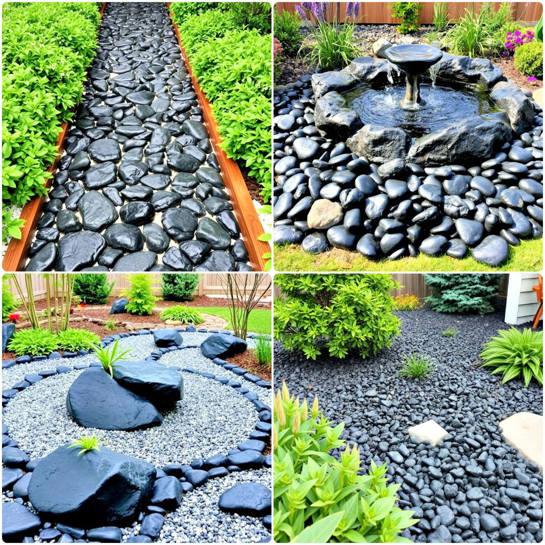 15 Black River Rock Landscaping Ideas Modern Yard