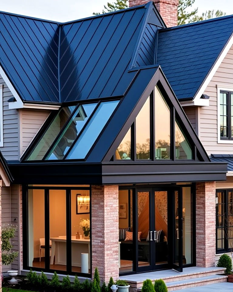 black roof with glass accents for a sleek aesthetic