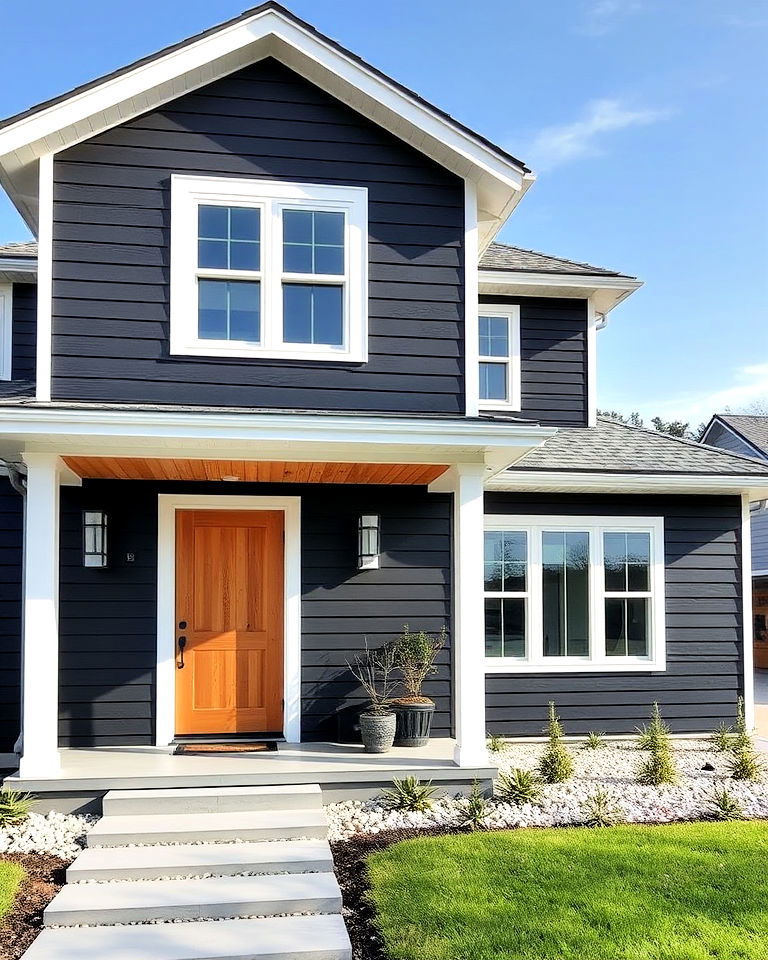 black shiplap siding exterior house