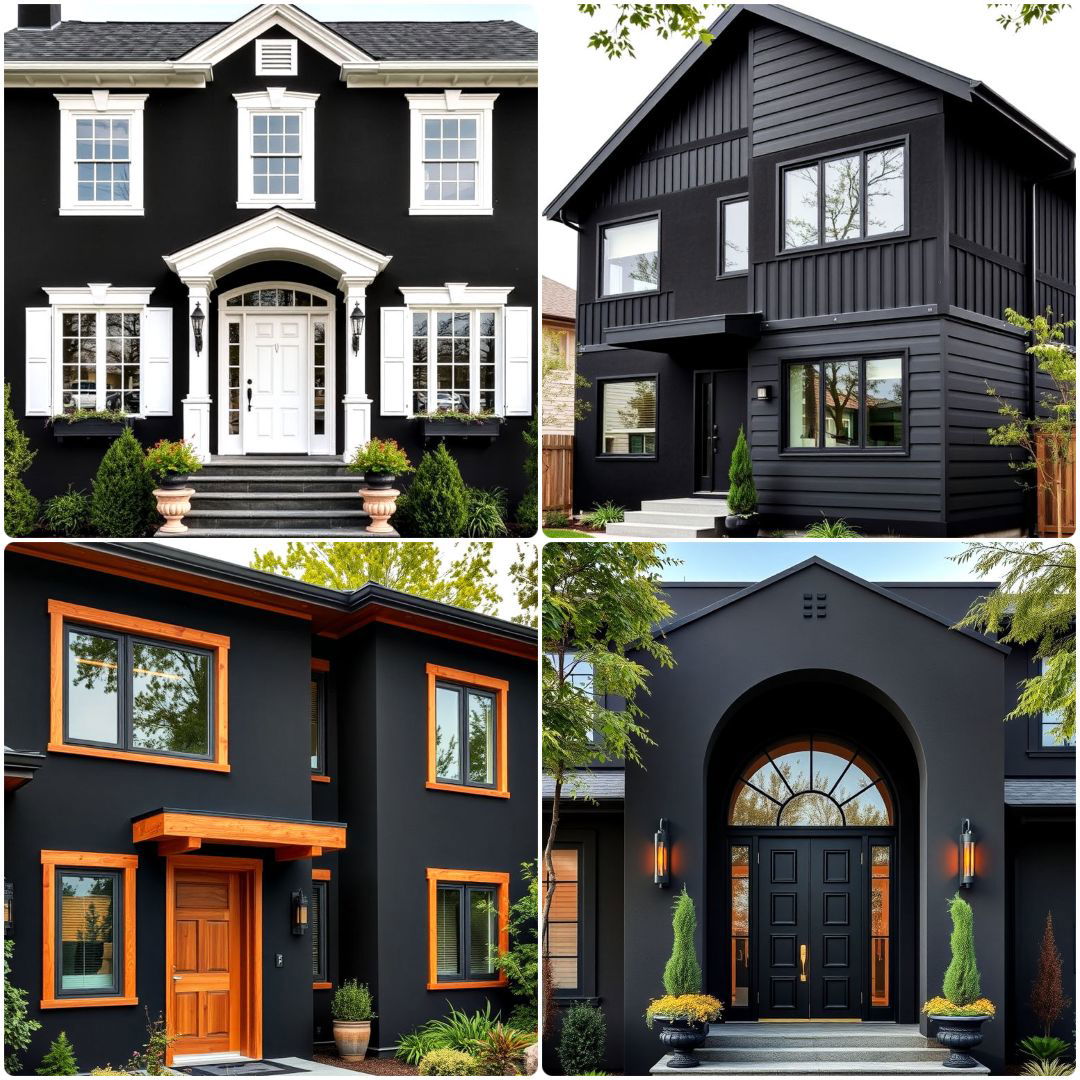 black stucco house ideas
