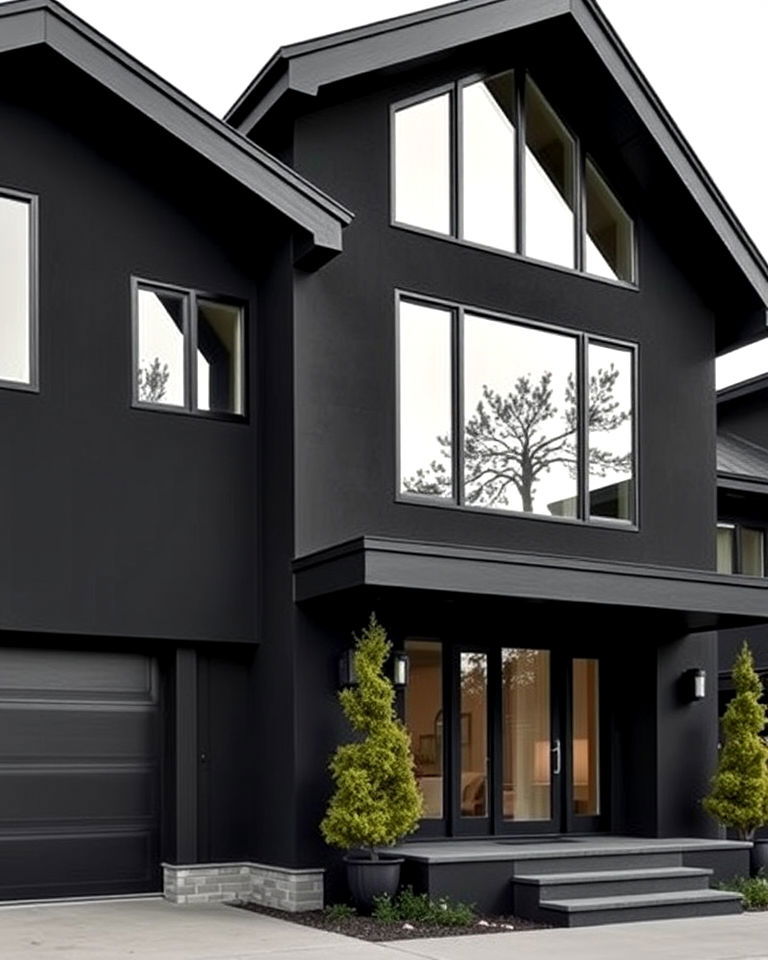 black stucco with geometric designs