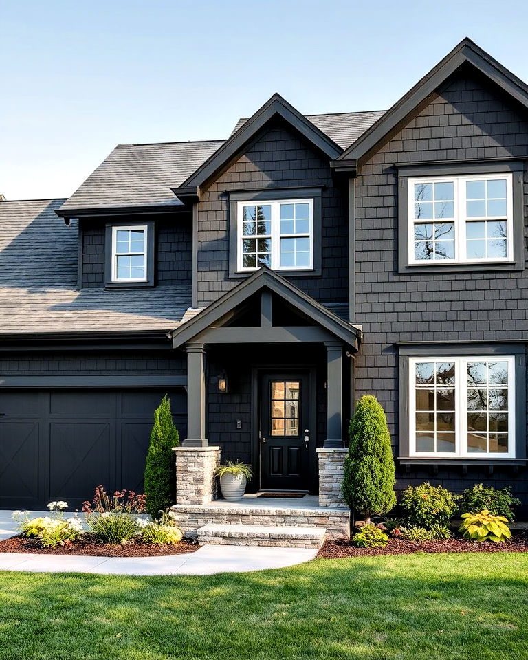 black textured siding for depth and dimension
