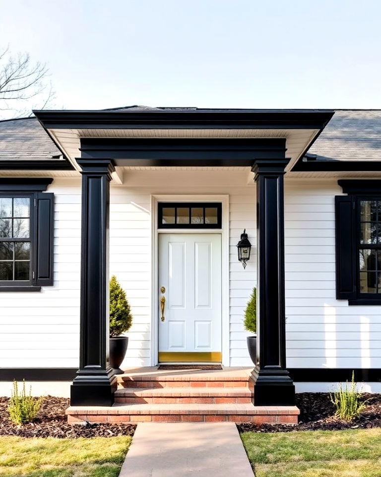 black trimmed columns