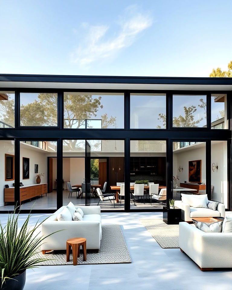 black windows for open concept home