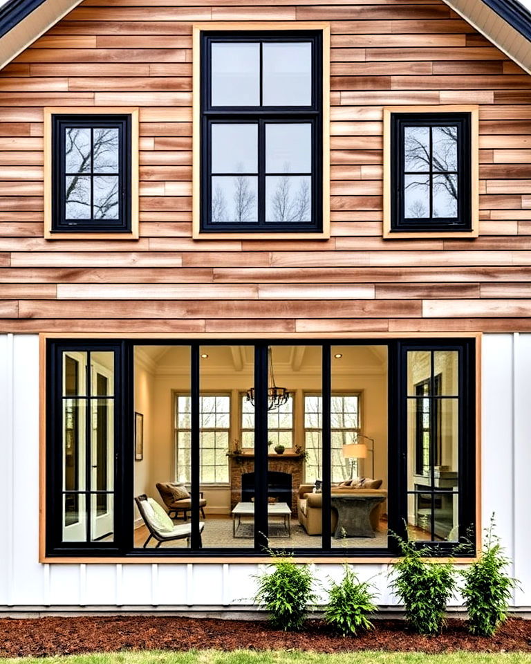 black windows in contemporary farmhouse idea