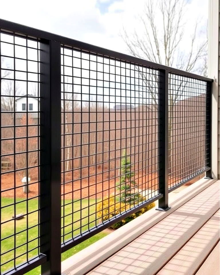 black wire mesh panels