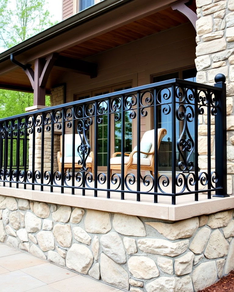 black wrought iron railings