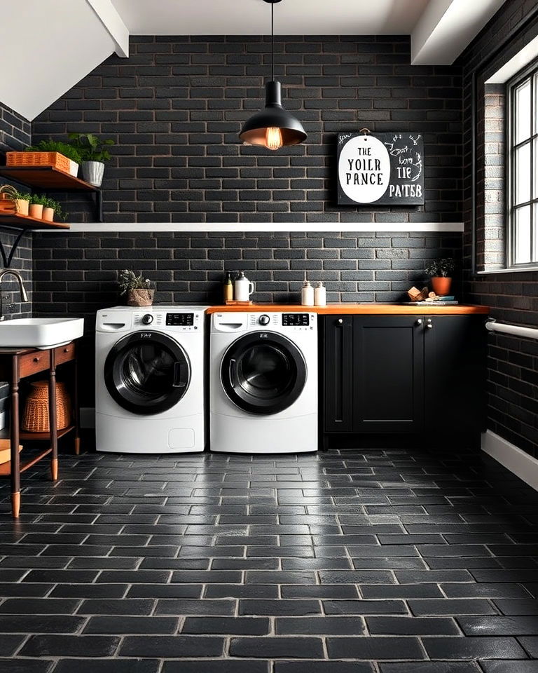 blackened brick floors