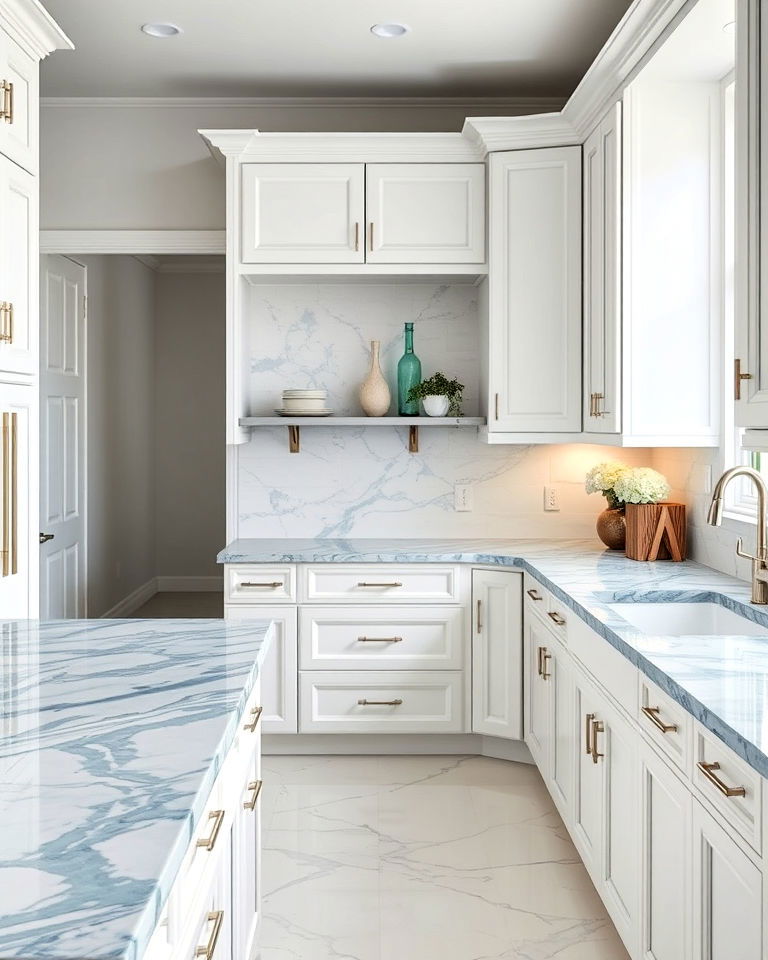 blue marble countertop for kitchen