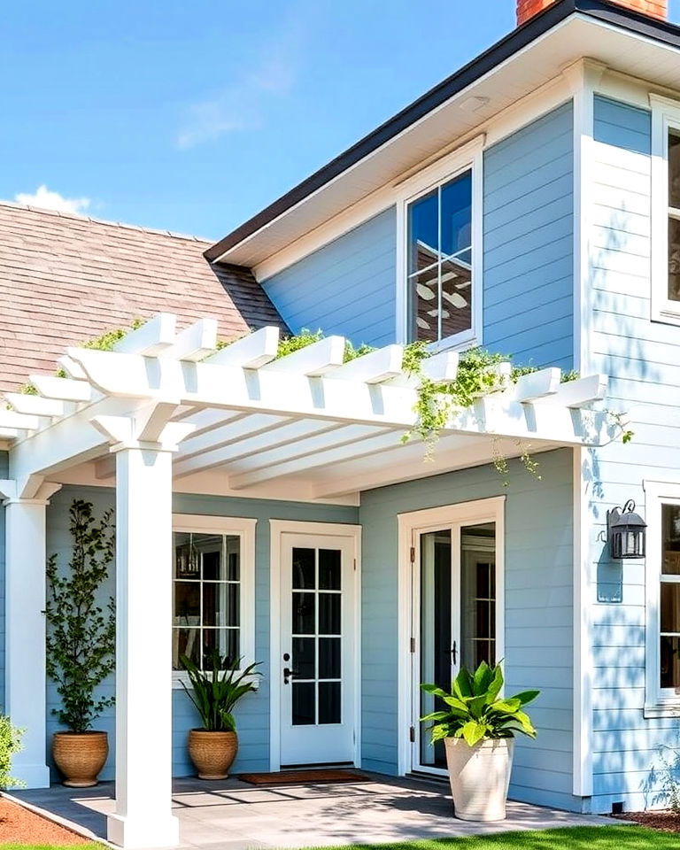 blue with pergola accents