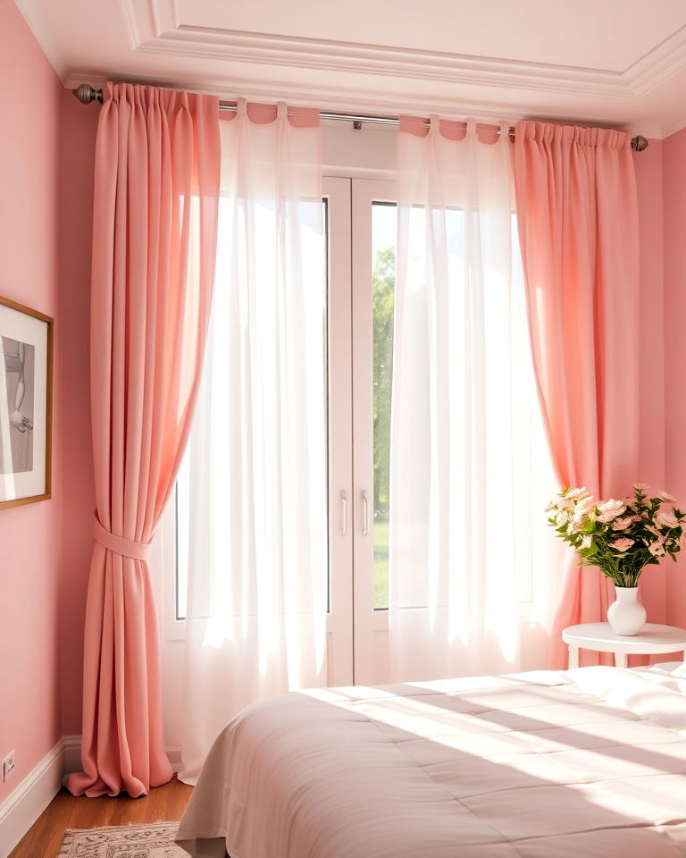blush pink bedroom curtains