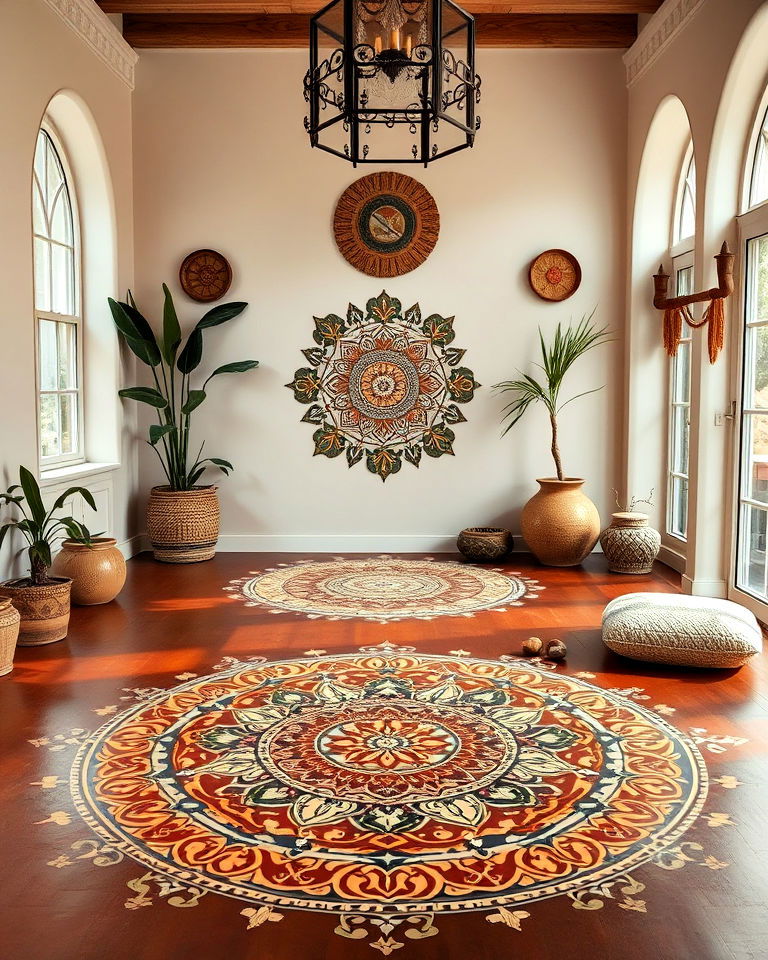 bohemian mandalas floor for meditation room