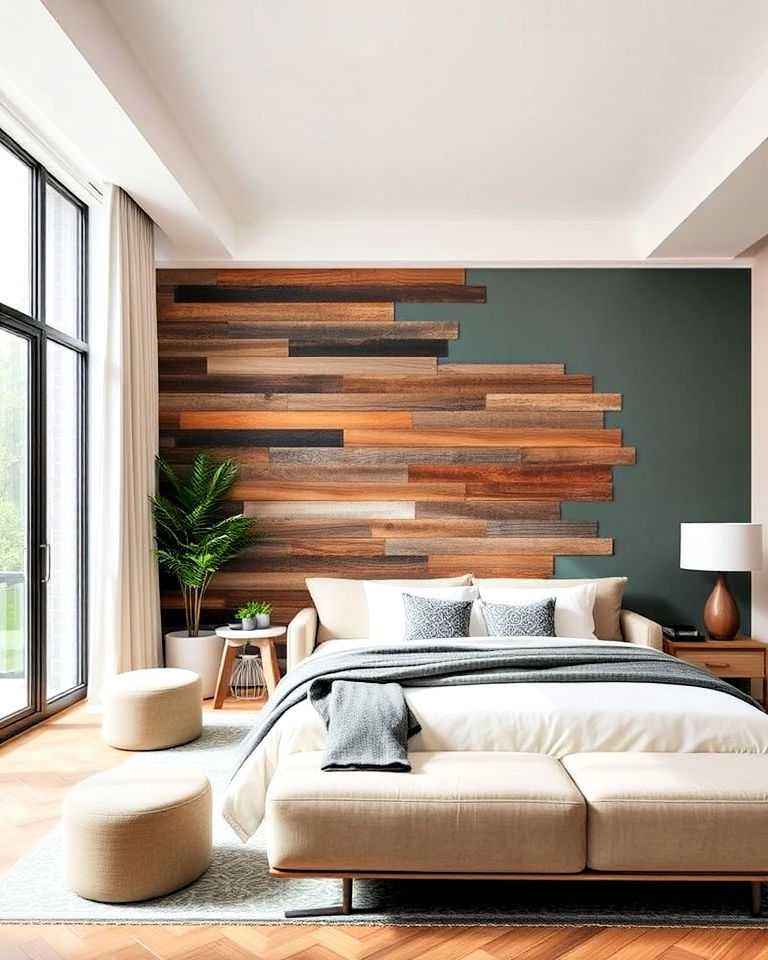 bold accent wall in townhouse bedroom