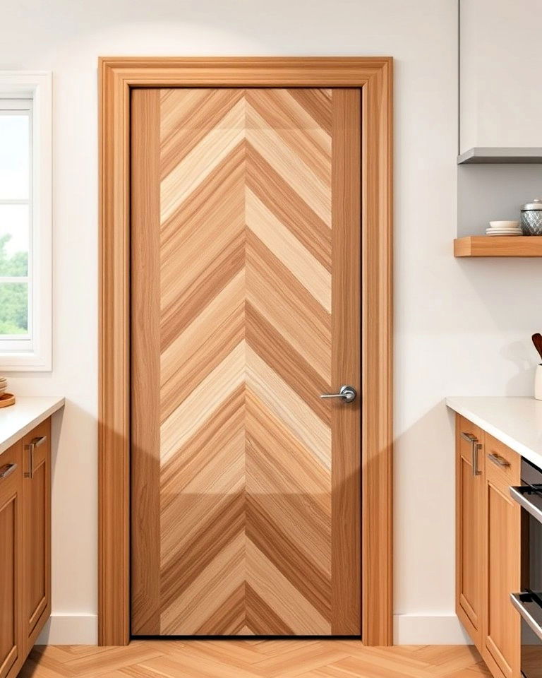 bold and dynamic chevron pattern kitchen door