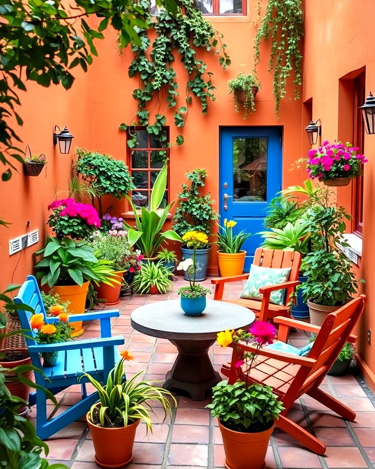 bold color scheme courtyard garden