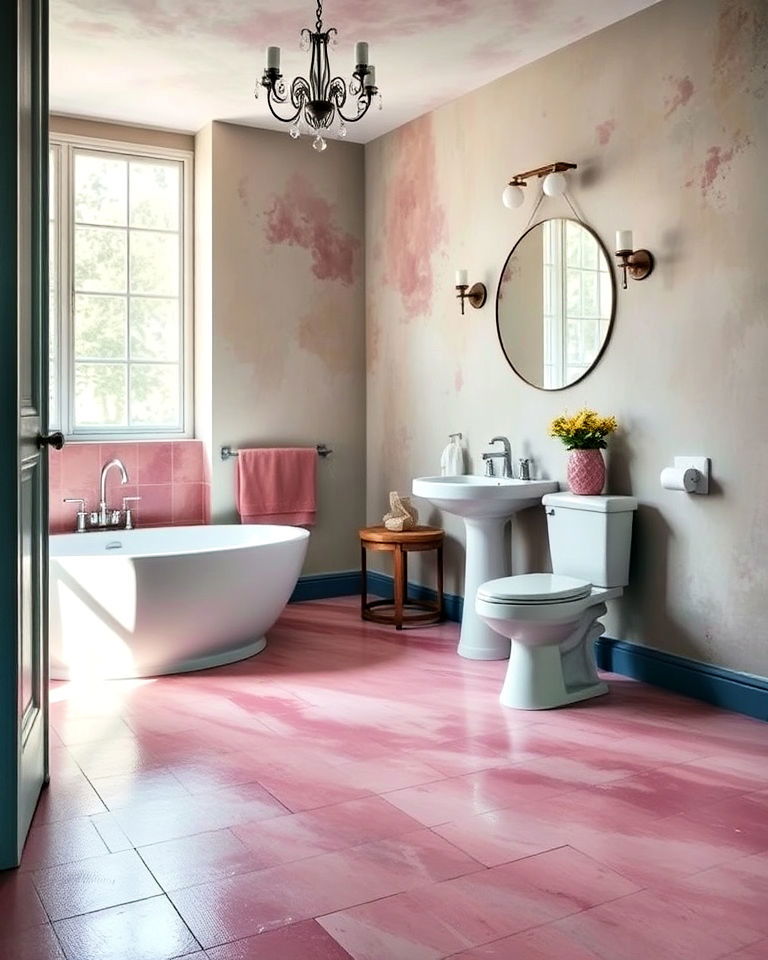 bold color washes floor for bathroom