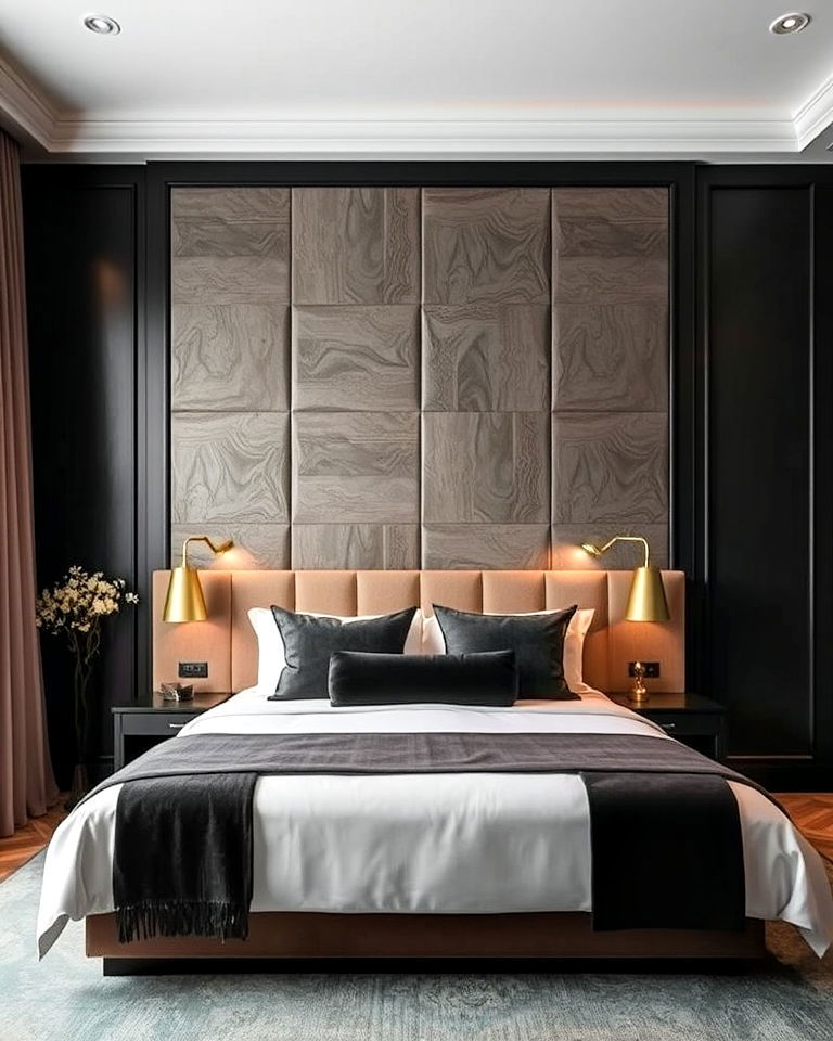 bold feature wall behind the bed