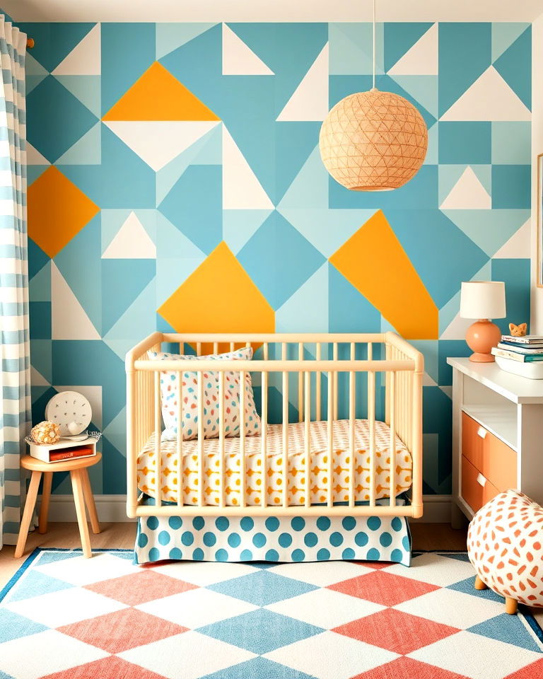 bold geometric pattern baby room