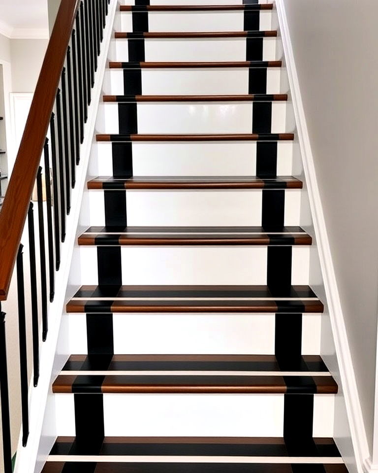 bold stripes for a stylish staircase upgrade