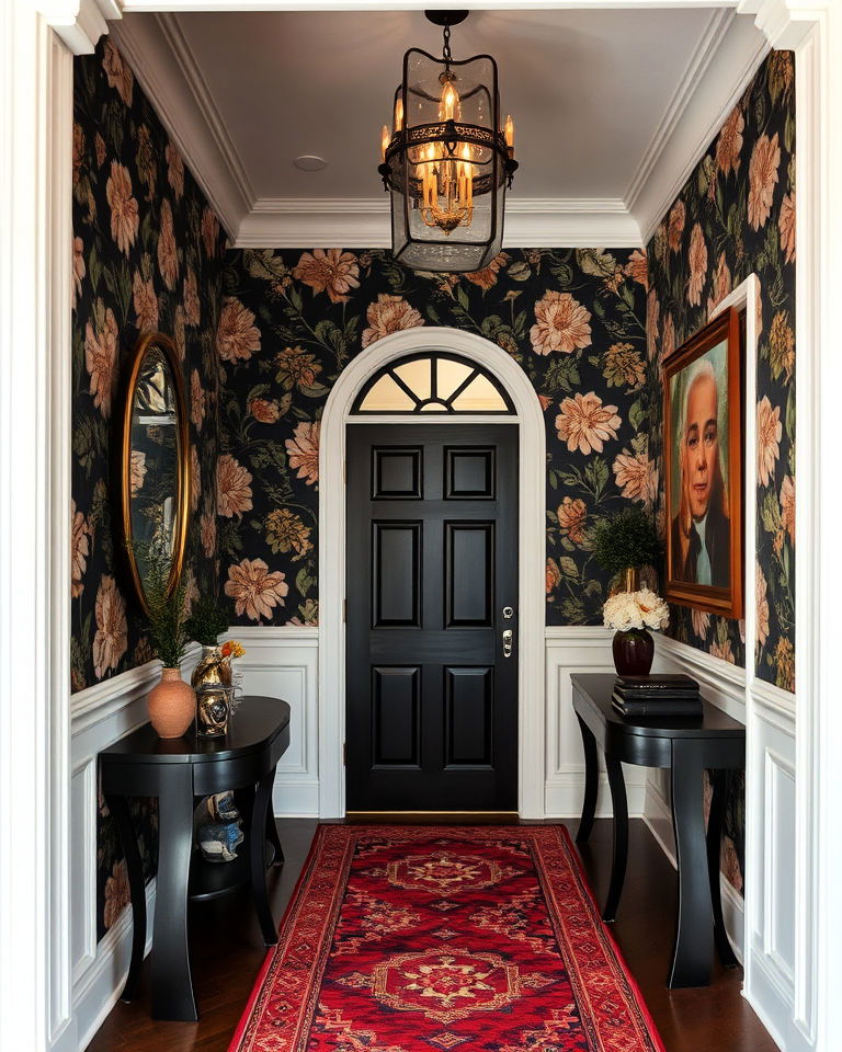 bold wallpaper foyer decor