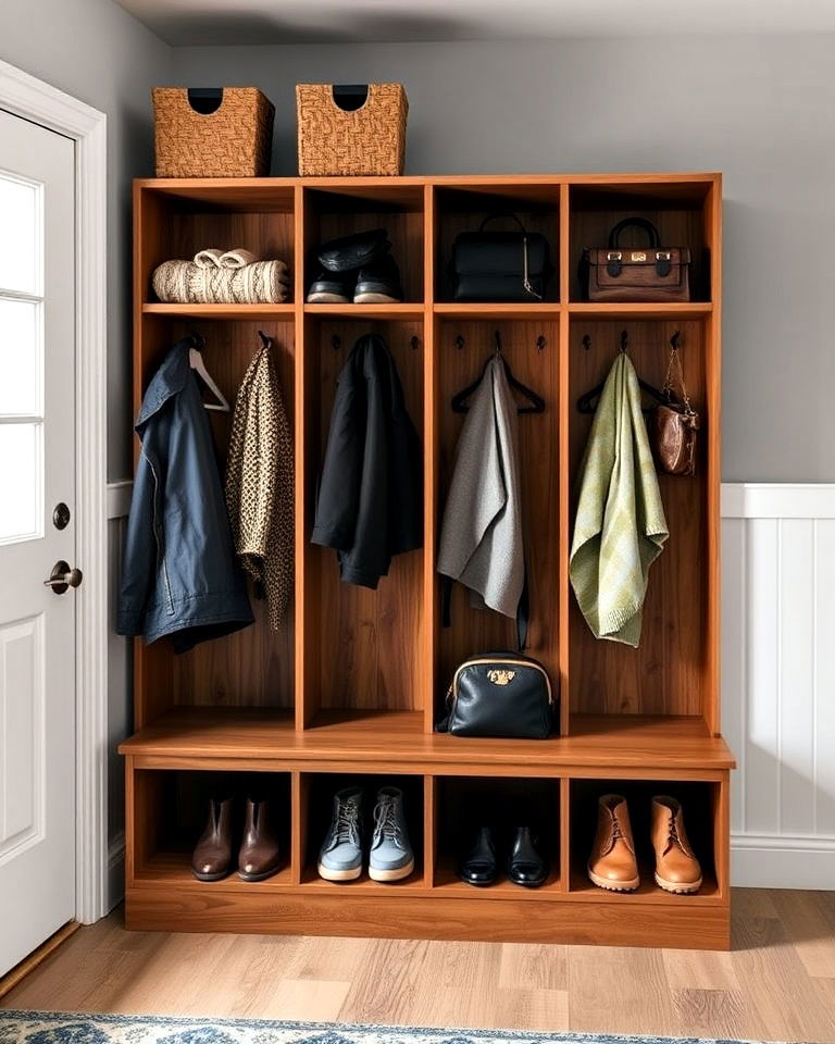 boot room with individual coat lockers