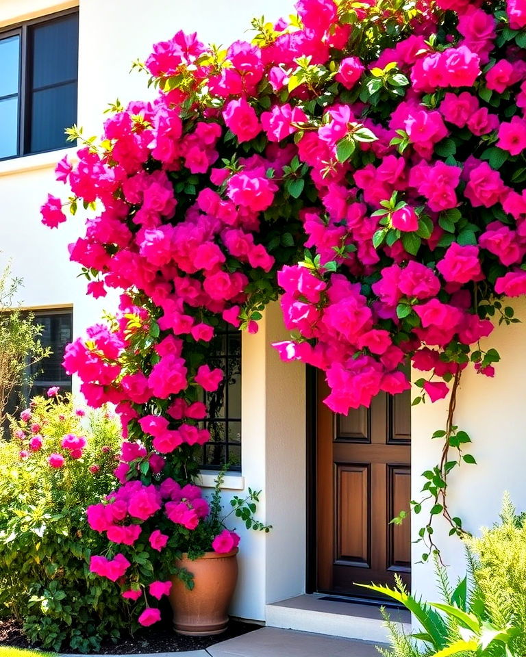 bougainvillea covered trellises