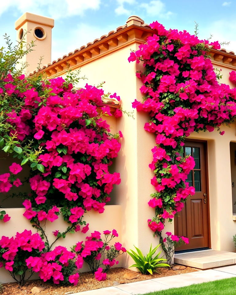 bougainvillea covered walls