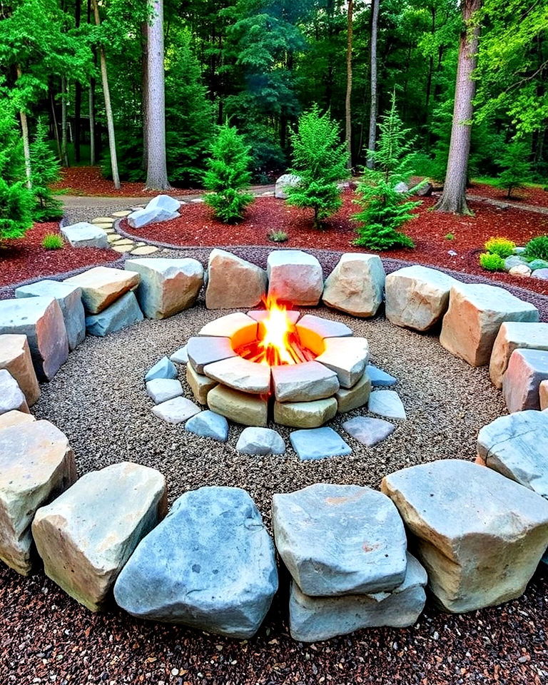 boulder border fire pit