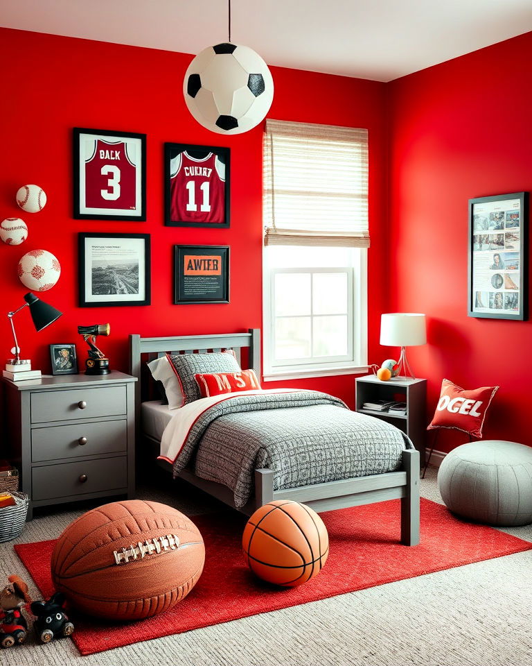boy’s room into an energetic sports sanctuary