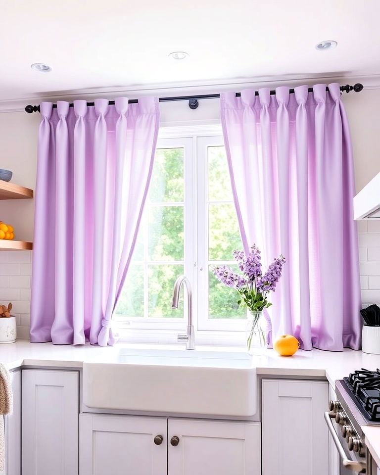 breezy lavender kitchen window curtains