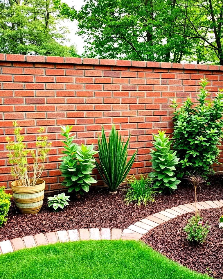brick accent wall in the garden