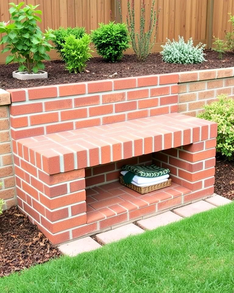 brick bench with built in storage