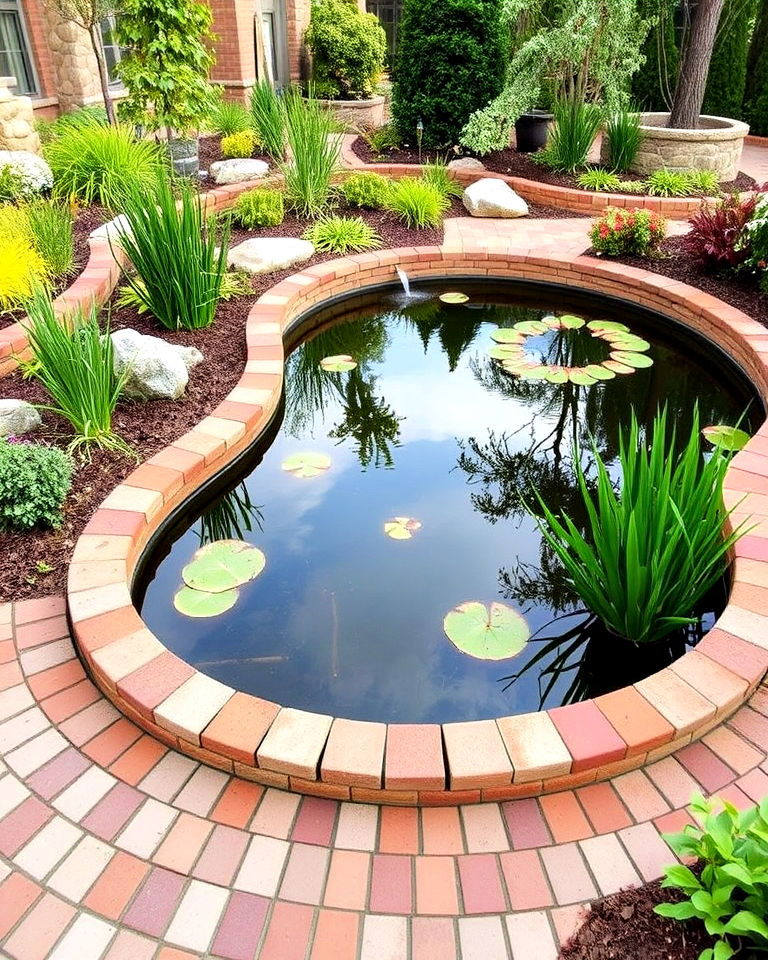 brick border around pond