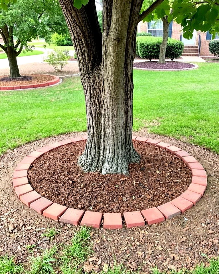 brick border around trees