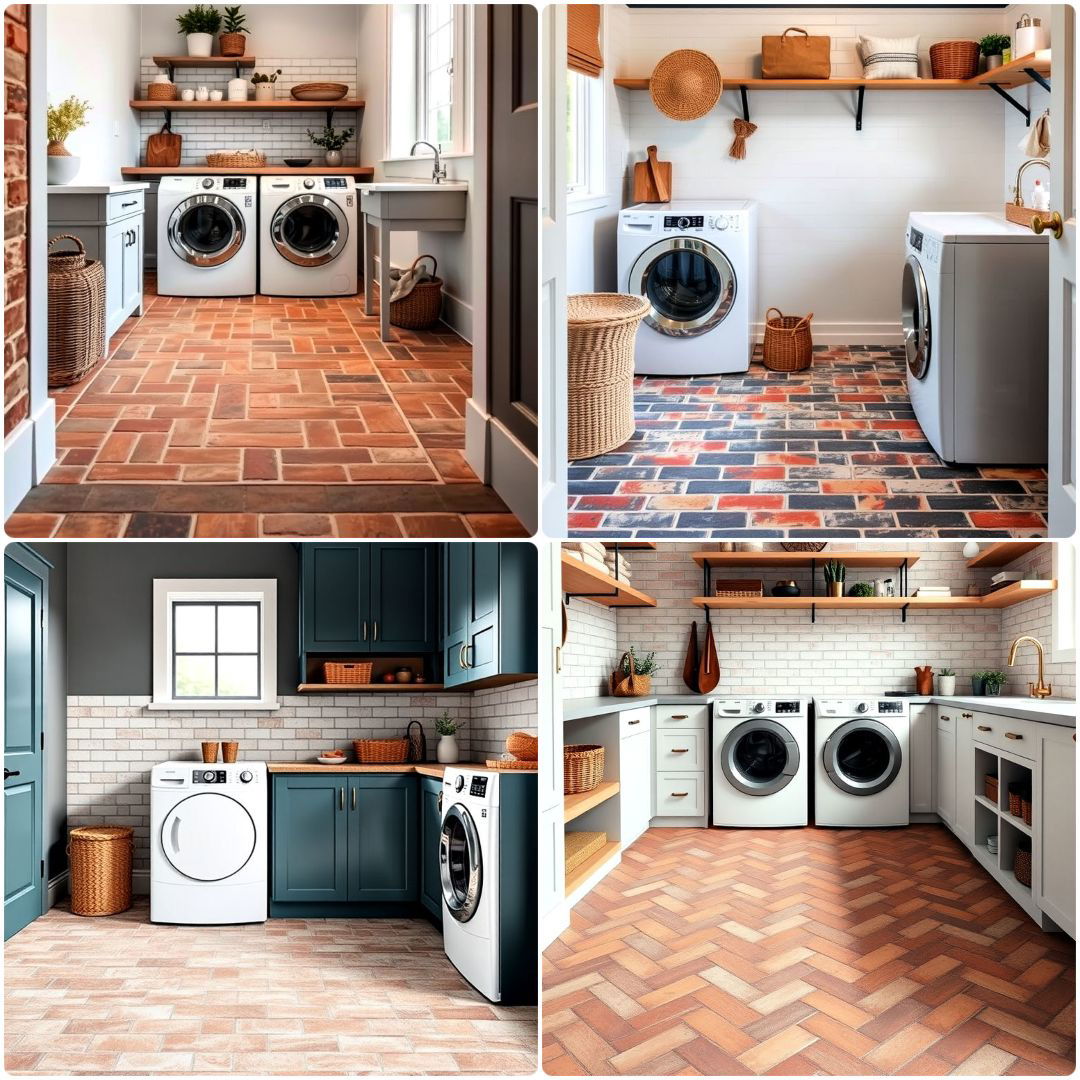 brick floor laundry room ideas