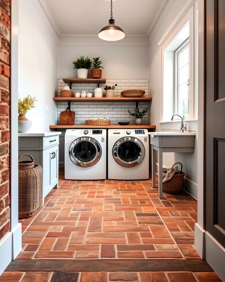 brick flooring with contrasting borders