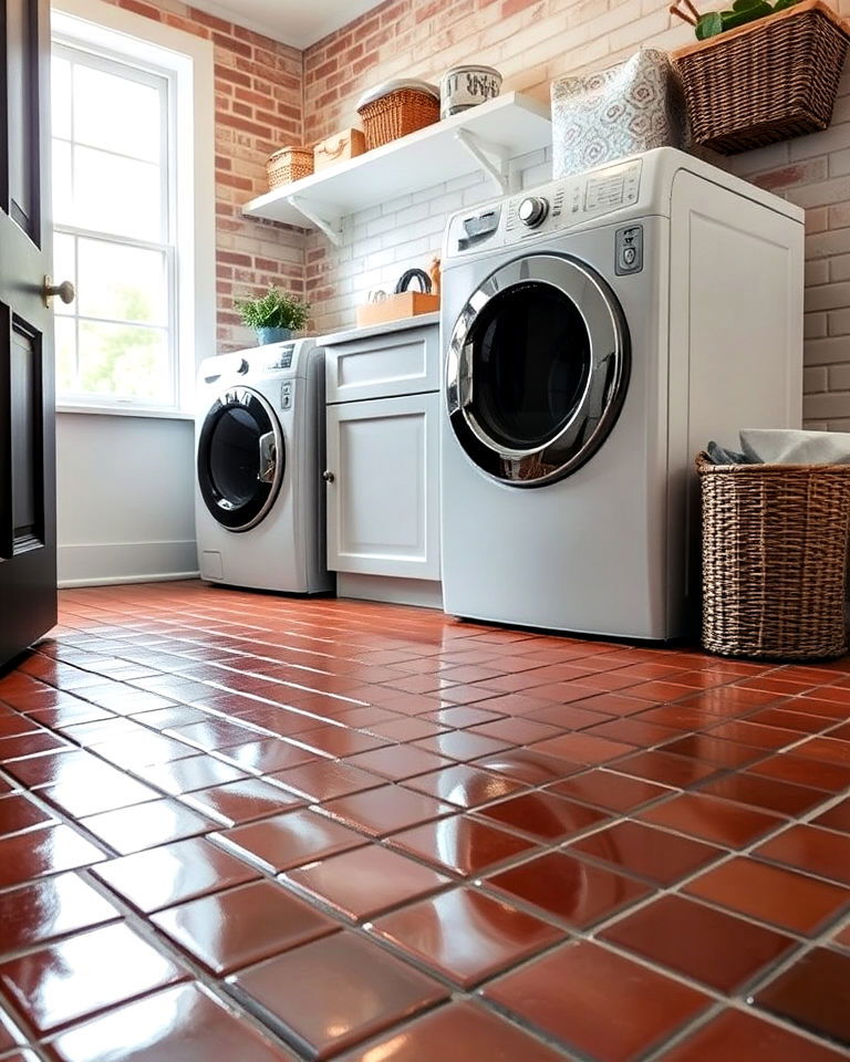 brick flooring with high gloss sealant